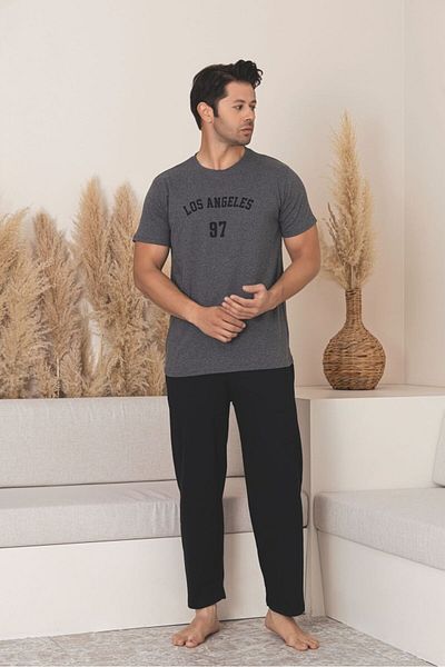 Sude HOMEWEAR ΑΝΔΡΙΚΟ ΣΕΤ ΠΙΤΖΑΜΑ ΜΕ ΜΟΝΤΕΛΟ ΚΟΝΤΟ ΜΑΝΙΚΙ