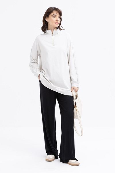 ALLDAY Stone-Arabic Zippered Lycra Sweat