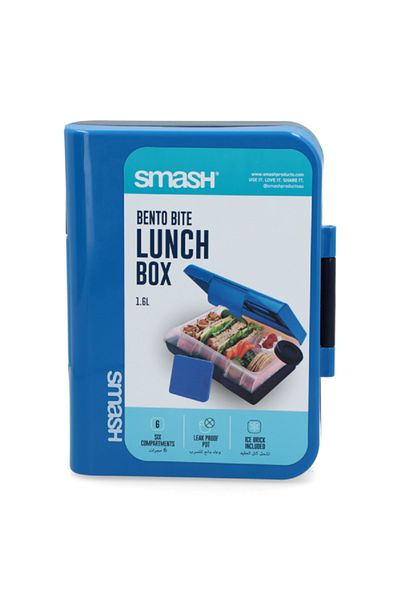 Smash Bento Bite Lunch Box Blue and Black 1.6 Liter