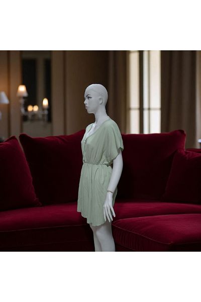 LEX Women's Pareo Dress Green Color Burumuch Fabric Can Be Used Everyday and on the Beach Standard Size