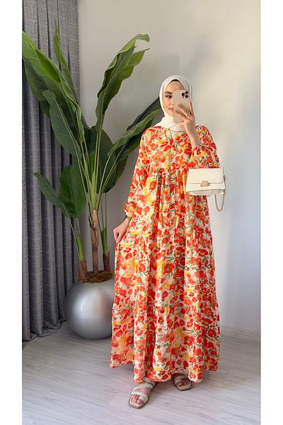 Molly Nelly Women's Floral Printed Long Summer Dress Slim Dress