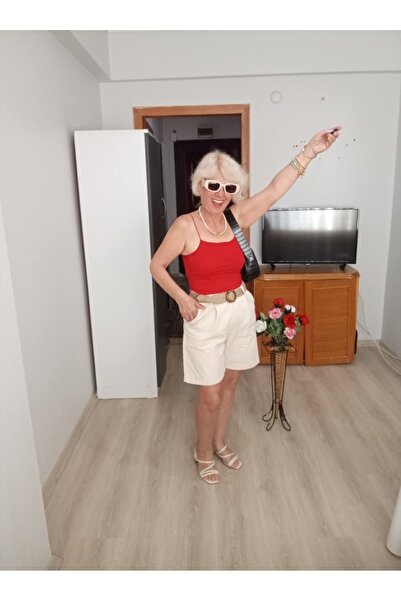 Butik Yeni sezon şehir boy kemerli , rahat kalıp keten şort