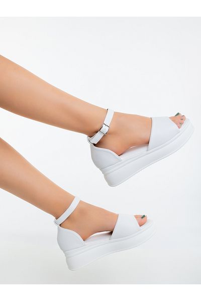 Kalapod Women's white platform sandals made of eco-leather Tenuria