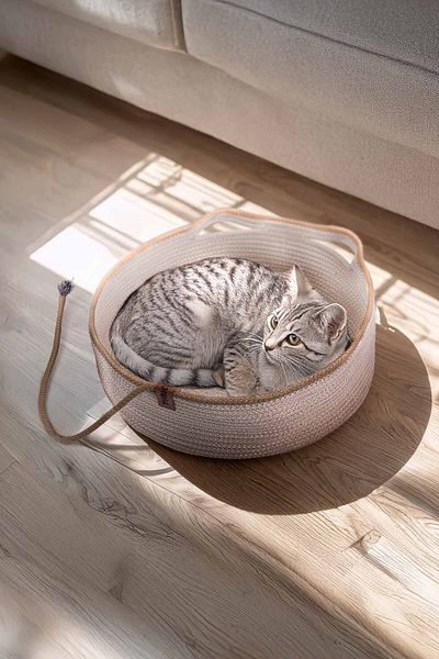 GOBYPET Jute Wicked Tail Cat Dog Bed
