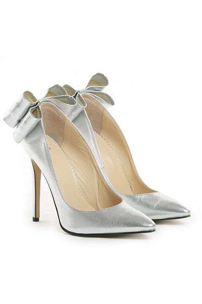 Vanilla Days Cleopatra thin heel stiletto shoes, genuine leather, silver