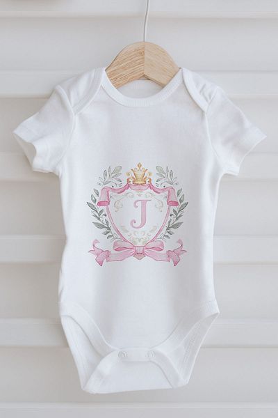 Tuğba Kuğu 3-Piece Baby Body - Pink Royal Series - Letter J