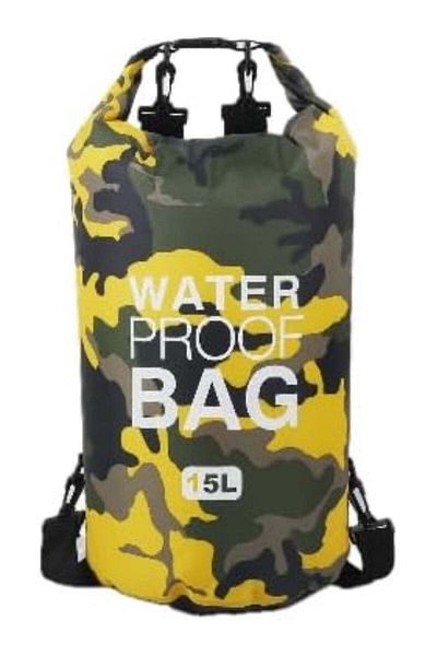 huitich 15L Camouflage Yellow Double-Strap Waterproof Outdoor Sport PVC Bag