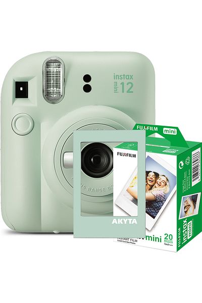 Fujifilm Fujifilm Instax mini 12 instant camera, Mint Green with magnetic frame and 20 films