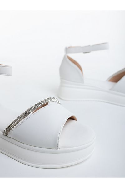 Kalapod Women's white sandals made of organic leather Carava
