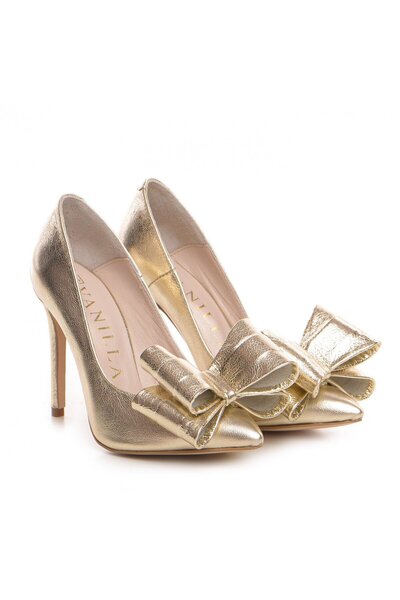 Vanilla Days Stiletto shoes with thin heel, natural leather, gold