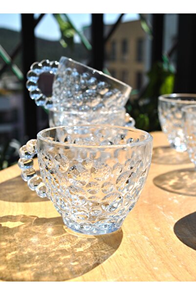 Qualitev Set of 6 Glass Beaded Coffee Cups Turkish Coffee Cups Espresso Beaded Cups