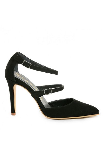 Vanilla Days Stiletto shoes with thin heel Dora, genuine suede leather, black