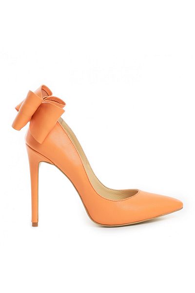 Vanilla Days Cleopatra thin heel stiletto shoes, natural leather, orange
