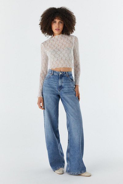 Shopping Shop Lace Transparent Blouse Ekru