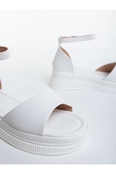 Kalapod Women's white platform sandals made of eco-leather Tasara