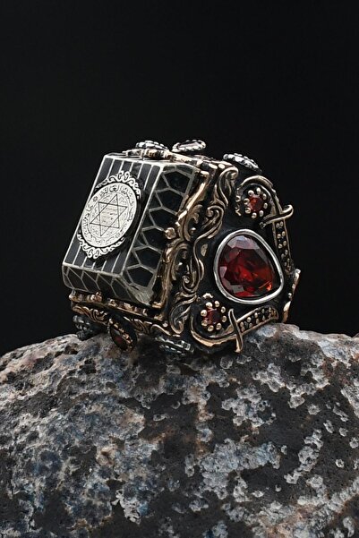 Prestige Özel Tasarım Hz. Süleyman Mührü 925 Ayar Gümüş Erkek Yüzüğü 901936