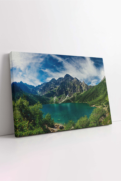 KOSS Dijital Tablou pe pânză cu peisaj natural de munte, pictură cu munte și ...