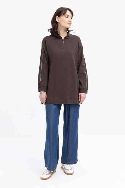 ALLDAY Coffee-Arabic Zippered Lycra Sweat
