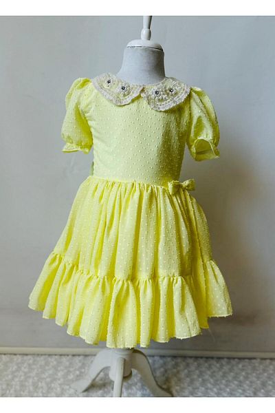 Gala Children's Dress with Lace Collar and Stones