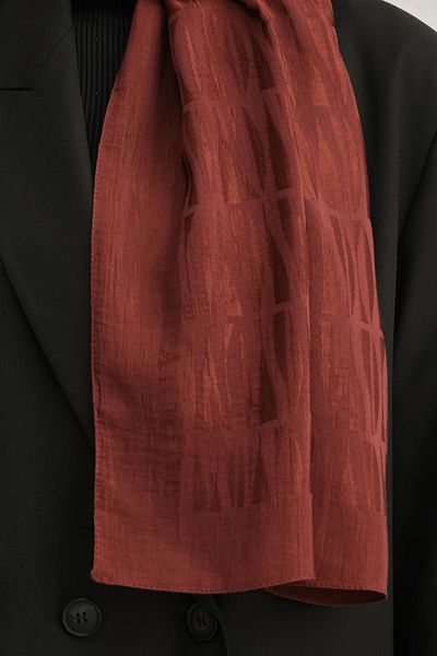 Armine Lyocell Silk Shawl 1002-3 Striped Pattern Claret Red-1110-29