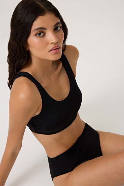 Los Ojos Siyah Yüksek Bel Bikini Altı Sporty Bottom