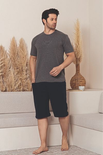 Farya Home Men's Pajama Set with Cotton Lycra Pockets Short Sleeves Shorts