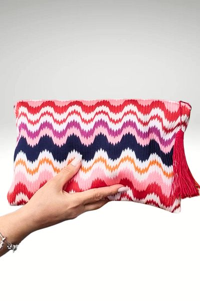 KRIMO Women's Fabric Multicolored Portfolio Clutch Bag Clutch Bag