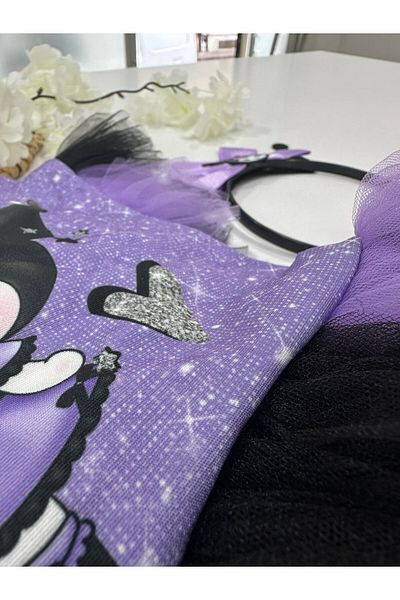 chibuumbabykids Girl's Kuromi Themed Tulle Costume Dress and Crown Set