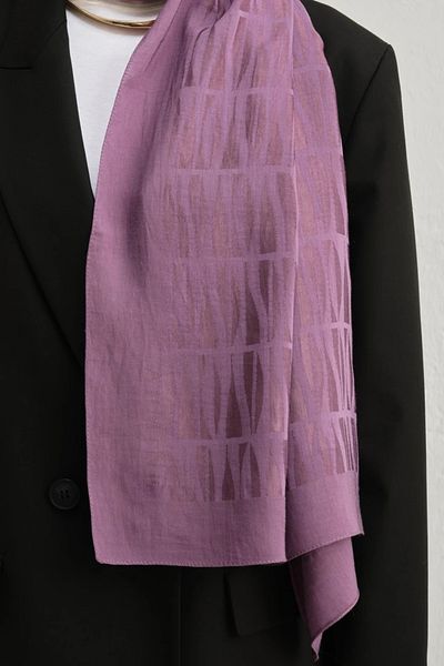 Armine Lyocell Silk Shawl 1002-3 Striped Pattern Dark Lilac-1113-28