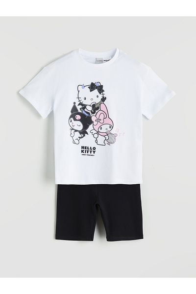 LC Waikiki Crew Neck Hello Kitty Printed Girl's T-Shirt and Leggings
