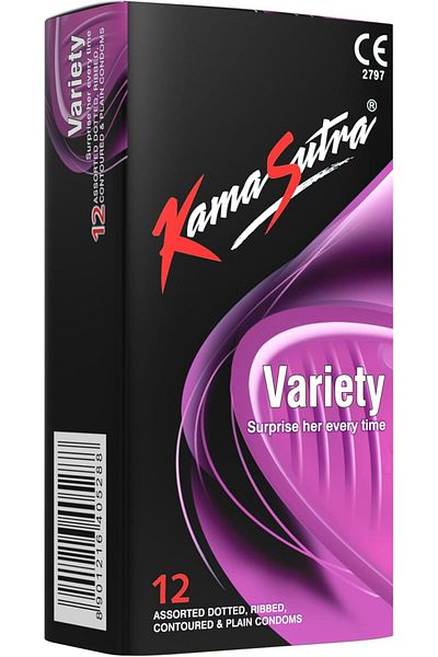 Kamasutra Variety Condoms 12Pcs, Medium