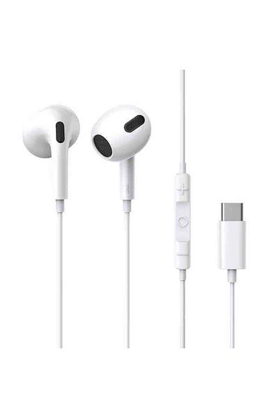 Baseus Casti Stereo cu fir, Baseus, Microfon incorporat, USB-C (Alb)