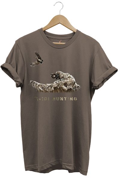 WİDİ Κυνήγι Widi Hunting T-Shirt με φερμάκι English Setter Design Τυπωμένο 100% βαμβάκι Regular Fit T-Shirt