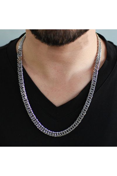 Tesbihane Silver Color Steel Men's Gourmet Chain
