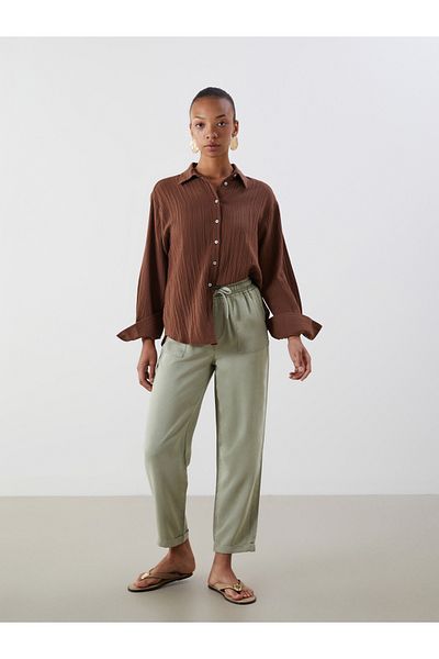 LC Waikiki Elastic Waist Paperbag Women's Jean Trousers