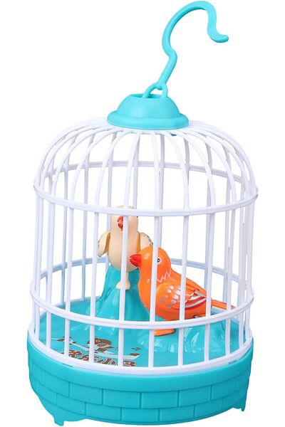 TOYANDONA Parrot Toys Singing and Chirping Bird in Cage Realistic Sounds Movements Bird Figurines Bl