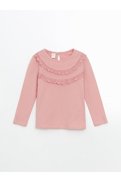 LC Waikiki Crew Neck Embroidered Girl's T-Shirt