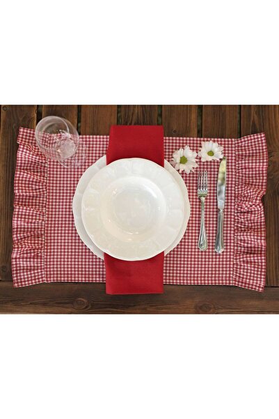 shules collection Potikare Buldan Linen Red American Service 6 Pieces