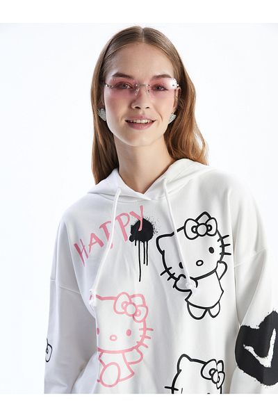 LC Waikiki Hello Kitty Printed Oversize Women's Hoodie
