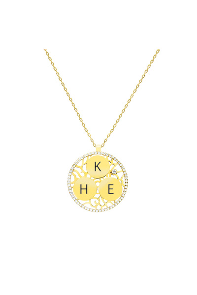 Tesbihane Zirkon Taşlı Altın Renk Kişiye Özel Üç İsim Veya Harf Yazılı 925 Ay...