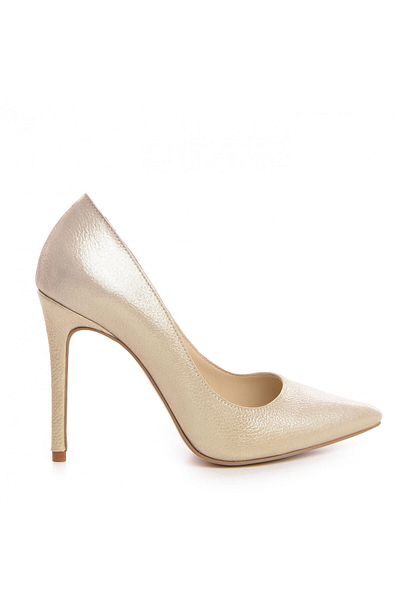 Vanilla Days Corina Stiletto Heeled Shoes Bison Leather, Gold