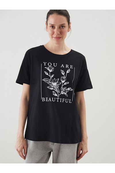 LC Waikiki Γυναικείο φλοράλ μπλουζάκι Crew Neck