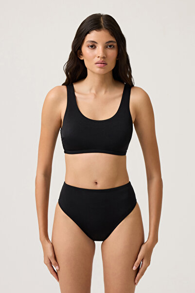 Los Ojos Siyah Kare Yaka Spor Bikini Üstü Sporty Top