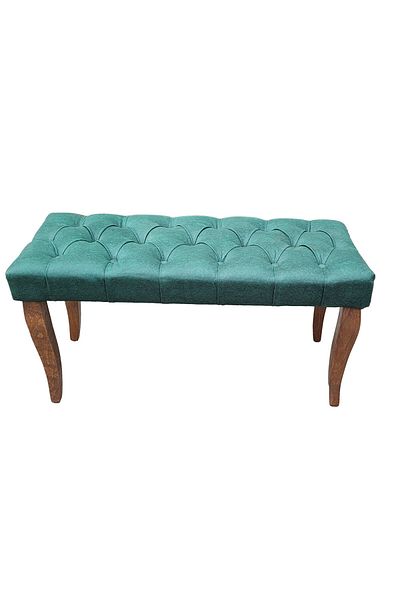Casafun Sofa-type sofa with fabric upholstered bench, natural wood legs, 90 cm x 45 cm x 45 cm