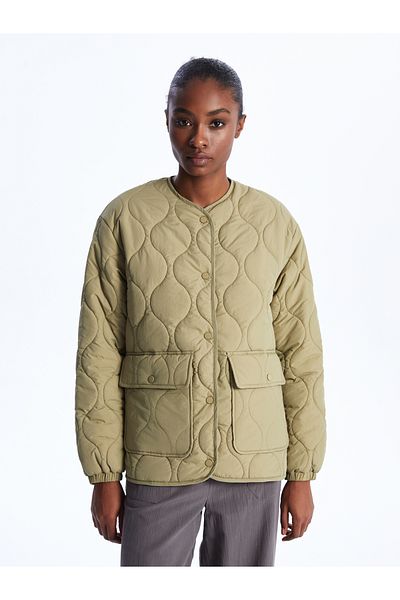 LC Waikiki Crew Neck Self Patterned Women's Puffer Jacket
