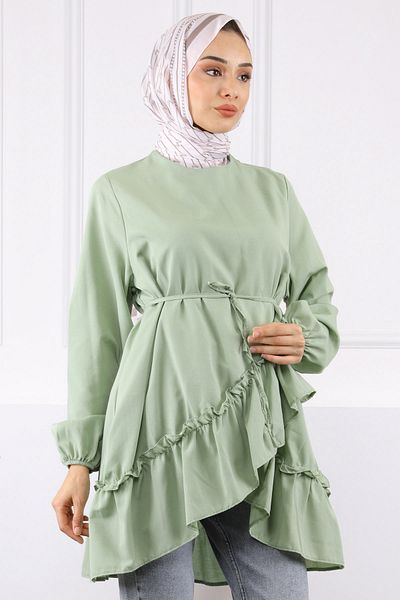 İmajButik Çağla Πράσινη Φούστα Πολυστρωματική Μπούμπα