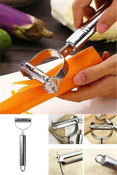 ÇEÇEN HOME Stainless Metal Fruit and Vegetable Peeler Julienne