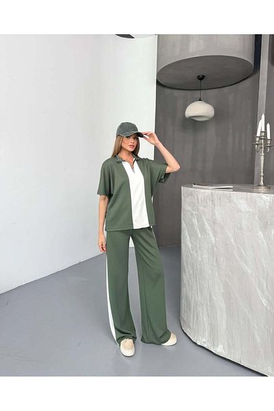 Bleu Petite Zipper Detailed Women's Tracksuit Set