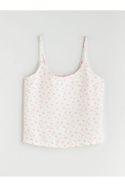 LC Waikiki Damen-Pyjama-Set mit U-Ausschnitt, Blumenträgern und Shorts