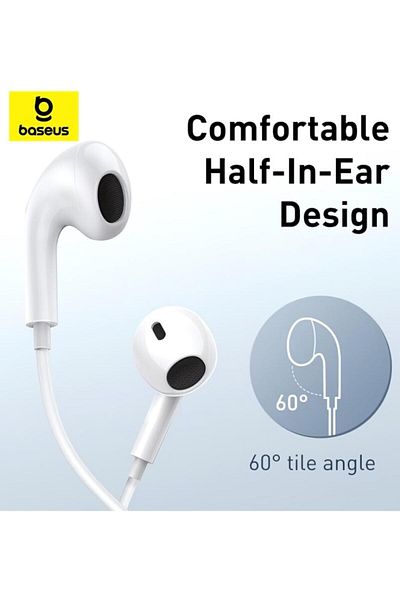 Baseus Casti Stereo Baseus Encok CZ17, USB-C, Microfon (Alb)